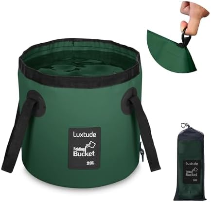 Luxtude Collapsible Bucket with Handle, Portable 5 Gallon Bucket for Camping, Fishing, Beach, Gardening, RV & Outdoor Emergency