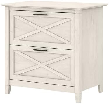 Bush Home Key West 2 Drawer Lateral File Cabinet in Washed Gray, Document Storage for Home Office, Accent Chest with Drawers