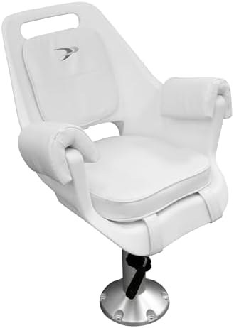 Wise 8WD007-6-710 Deluxe Pilot Chair with Cushions, Mounting Plate, Adjustable Height Pedestal and Seat Slide | Roto-molded marine grade frame