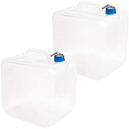 Cedilis 2 Pack 5.3 Gallon Collapsible Water Container with Spigot, Food Safe Water Storage Jug