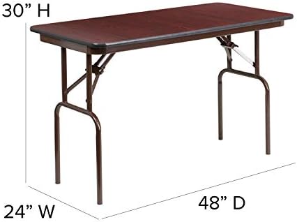 BizChair 4-Foot Mahogany Melamine Laminate Folding Banquet Table