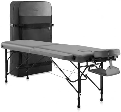 Portable Aluminum Massage Table, Foldable Travel Bed, 70 x 21, Black | Aluminum Frame · 3" Memory Foam · 450 lb Working Capacity · Foldable · Massage, Spa & Mobile Therapy