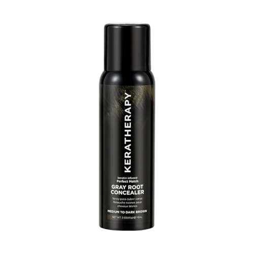Keratherapy Keratin Infused Perfect Match Gray Root Concealer Spray, Dark Brown, 3 oz