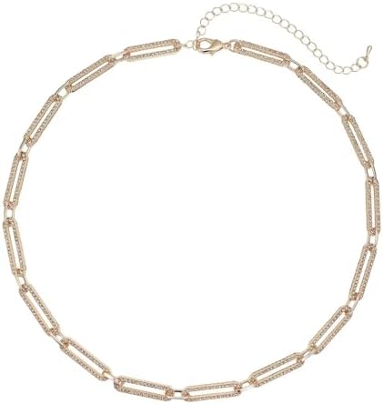 Shop LC Champagne Crystal Paperclip Necklace 18-22 Inches in Goldtone