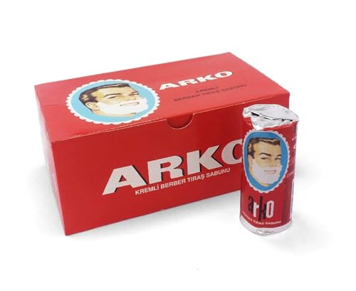 Arko Men Face Shaving Soap Stick, Sensitive skin shave cream, White, ( Pack Of 12 )