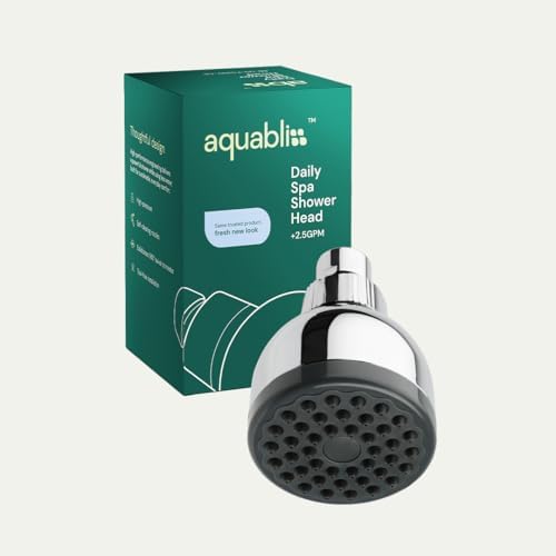 Aquabliss TurboSpa High-Pressure Shower Head - Chrome | 3-inch high-pressure shower head with 42-nozzle wide spray and flow restrictor. Twist-on