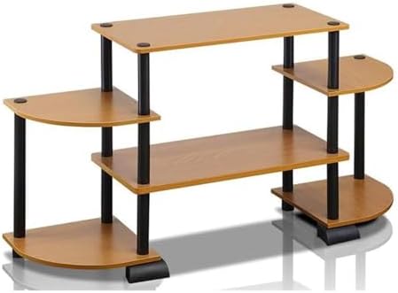 Furinno Turn-N-Tube Rounded Corner TV Entertainment Center, Light Cherry/Black