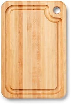 John Boos Prestige Series Rectangular Wooden Maple Cutting Board 16”x10” – 1.25” Thick, 6-lb Reversible Butcher Block with Juice Groove, Edge-Grain & Finger Grip Hole – Made in the USA | 1.25” Thick, 6-lb Butcher Block with Juice Groove, Edge-Grain & Fin…