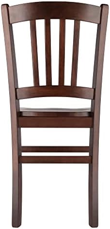 Winsome Madison Seating, Walnut Medium | Classic Backed Kitchen & Dining Room Chairs, Simple & Elegant Home Seating Solution, Great for Office