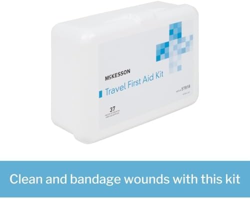 McKesson First Aid Kit - Travel Ready Portable Emergency Supplies for Minor Wound Care - Adhesive Bandages, Gauze Pads, Antiseptic Wipes