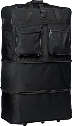 40" Black Rolling Wheeled Duffle Bag Spinner Suitcase Luggage - 5 Wheels