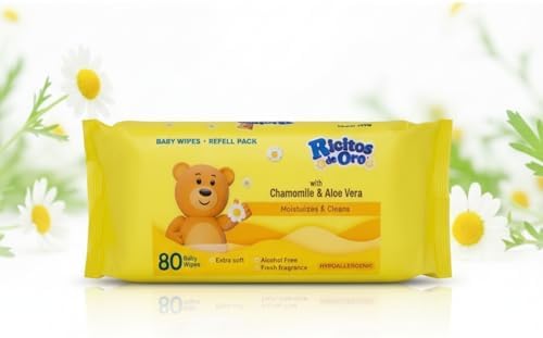 Ricitos de Oro Baby Wipes | Chamomile & Aloe Vera | 80 ct | 6-Pack