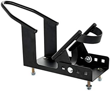 Camco Steel Universal Tire Fit Motorcycle Wheel Chock Mount for Truck Bed or Trailer Floor, Includes 2 Handlebar Straps