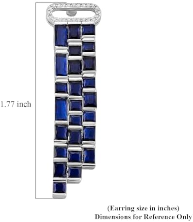Blue Glass and Cubic Zirconia Earrings in Silvertone