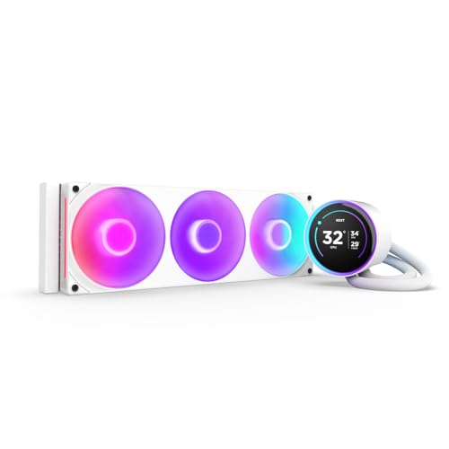 NZXT Kraken Elite 360 RGB - 360mm AIO CPU Cooler, LCD - White | 360mm RGB AIO with 2.36-inch LCD and F360 RGB Core fan. Flagship display cooling with synced RGB via CAM.