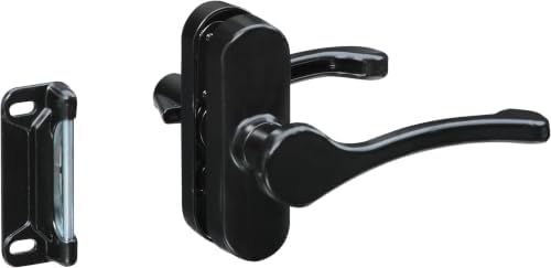 National Hardware Lever Latch, 1-3/4" Hole Spacing, Zinc Die-Cast, Black | Replacement Handle Set for Screen and Storm Doors with Interior Locking Lever and Mounting Screws Included