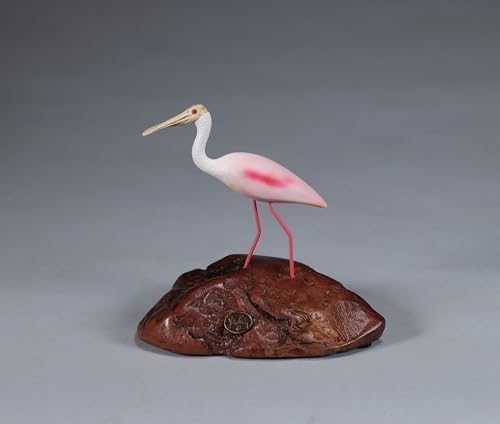 Spoonbill by John Perry 8in Long Sculpture on Polished burlwood Base. Signed.