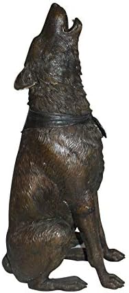 NIFAO Howling Wolf, Wildlife Medium Bronze Statue, 16" L x 20" W x 37" H