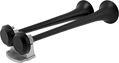 Vixen Horns 2-Trumpet Air Horn Kit with Dual Air Compressors VXH2112B 12V Compact Electric Train Horn Kit, Super Loud dB, Black