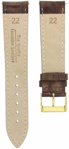 Ewatchparts 22mm Leather Watch Band Strap Compatible With Invicta Russian Diver Dark Brown With Gold Buckle