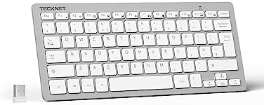 TECKNET 2.4G Wireless Keyboard - Mini Compact Keyboard with Media Hotkeys, 12-Month Battery Life, Compatible with PC, Desktop, Laptop, Smart TV - Black
