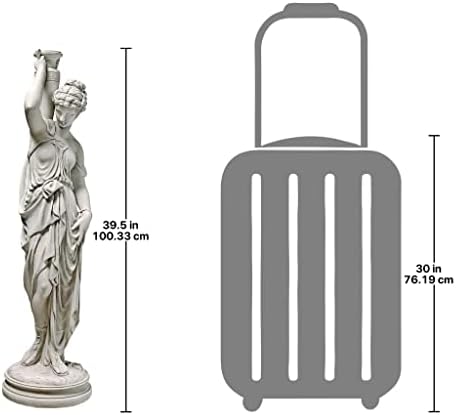 Design Toscano Dione the Divine Greek Water Woman Indoor/Outdoor Garden Statue, Medium, 22 inches tall, Cast Stone Resin, Antique Stone Finish