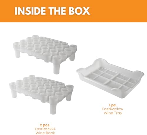 FASTFERMENT - 24-Bottle Drying Rack & Tray| Bottle Drying Tree Alternative | Dry & Store Your Wine or Bomber/Belgian Bottles | 2-Stackable Racks