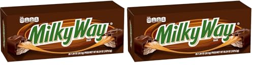 MILKY WAY Milk Chocolate Caramel Candy Bars, Full Size, Bulk Box, 36 ct | Caramel and nougat in milk chocolate bars, individually wrapped for sharing, party favors, movie nights, gift bag, baking