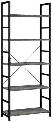 NUMENN 5 Tier Bookshelf, Tall Freestanding Open Storage Bookcase, Vintage