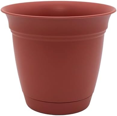 The HC Companies Eclipse Round Planter with Saucer - Outdoor & Indoor Plant Pot with Drainage Holes - Lightweight