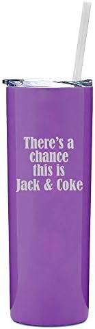 MIP Brand 20 oz Skinny Tall Tumbler Stainless Steel Vacuum Insulated Travel Mug With Straw There's A Chance This Is Jack & Coke (Black)