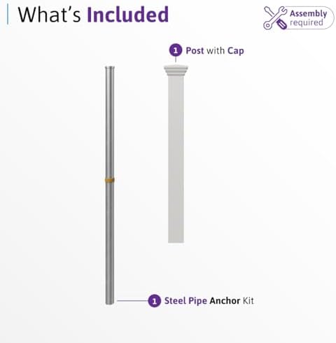 WamBam Newport Picket Fence, White Vinyl DIY No Dig Kit | 3ftH x 6ftW, 1 Panel + 1 Post, ZP19002