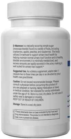 Superior Labs D-Mannose 500 mg, Pure Non-GMO Optimal Absorption Prebiotic, Urinary Tract, Bladder & Kidney UTI Support, Digestive & Liver Health Aid