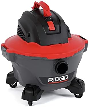 RIDGID 62698 RT0600 NXT 6-Gal. Wet Dry Shop Vacuum with Casters, 4.25 Peak HP Motor, and Pro Locking Hose, Dark Gray and Red