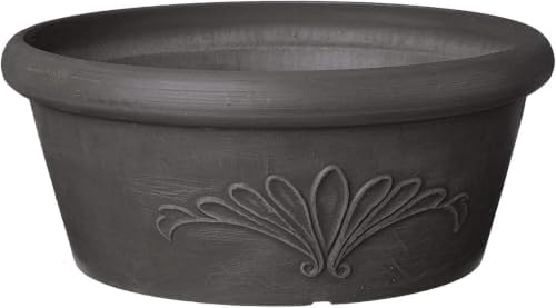 Arcadia Garden Products PSW TA25C Plastic/Stone/Wood Composite Bulb Pan – No Drainage Hole (Drillable), Planter Bowl for Succulents, Bonsai, Fairy Gardens, Herbs,10-Inch, Chocolate