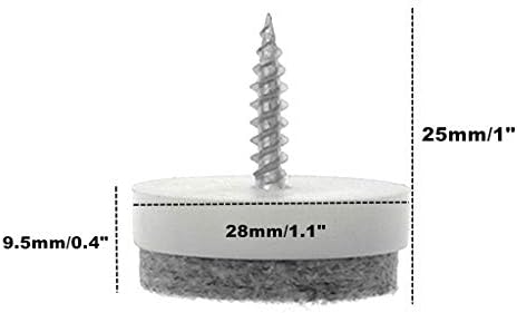 40pcs Screw-on Furniture Felt Pad Chair Glide Slider Hardwood Floor Protector for Wooden Leg Feet of Chair Table Furniture(Φ20mm or 0.8";Brown)