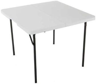 LIFETIME 280228 37-Inch Square Fold-in-Half Table, White Granite Top with Gray Frame