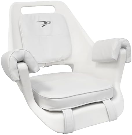 Wise 8WD007-3-710 Offshore Series Deluxe Pilot Chair Cushions with Armrests - White | Roto-molded marine plastic frame, 28 oz vinyl