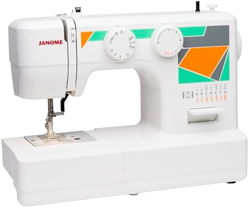 Janome MOD-19 Easy-to-Use Sewing Machine with 19 Stitches, Automatic Needle Threader and 5-Piece Feed Dogs,white