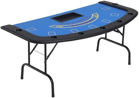 Soozier Poker Table Foldable Blackjack Table for 7 Players 72" Green Felt