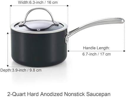 Cooks Standard Classic 2 Quart Hard Anodized Nonstick Saucepan with Glass Lid