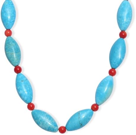 Dyed Blue Magnesite Coral 375 ctw Beaded Necklace in Platinum Over 18"