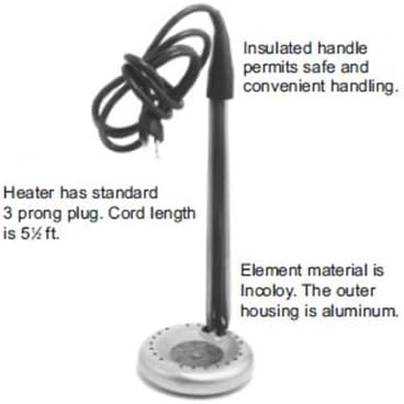 Electra 3150SS SafeHete All-Purpose 5-1/2" x 11-1/2" Portable Electric Water Heater Insulated Handle