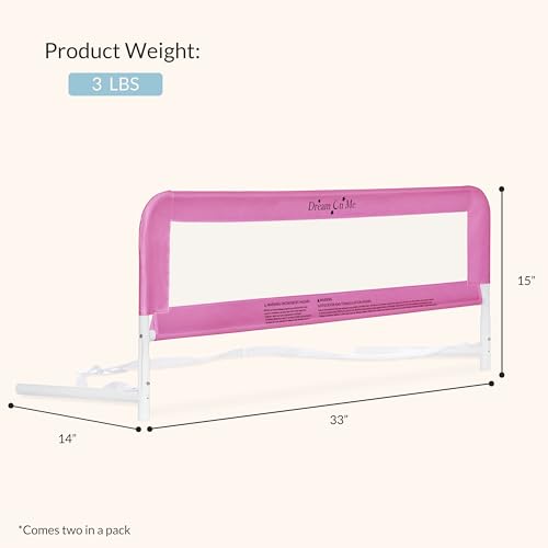 Dream On Me Lightweight Mesh Security Adjustable Bed Rail Double Pack with Breathable Mesh Fabric in White, 2 Count (Pack of 1)