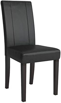 Roundhill Furniture C020BR Urban Style Solid Wood Leatherette Padded Parson Chair, Brown, Set of 2