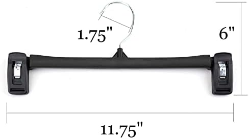 Tosnail 40 Pack 12 Inch Plastic Skirt Pants Clothes Hangers with Non-Slip Big Clips and Swivel Hook - Black