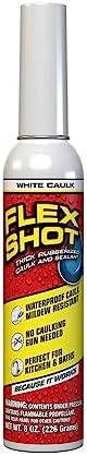 Flex Shot, Flexible Rubber Silicone Sealant, Waterproof Caulk, UV Resistant, No Caulk Gun Needed, Perfect for Kitchen, Bath, Showers, Sinks, Baseboards, Black, 8oz, 1-Pack