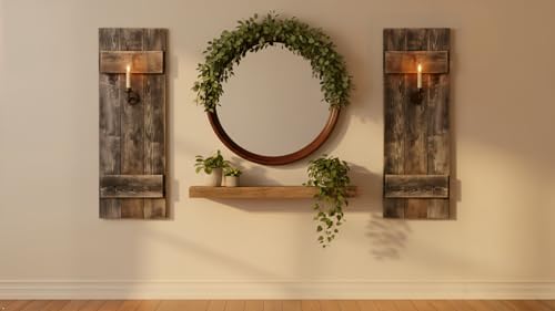 Rustic Revival | Rustic Shutters Made from 100% Reclaimed Weathered Wood – Set of 2 – Farmhouse Barnwood Style Wall Decor – Real Wood Handmade