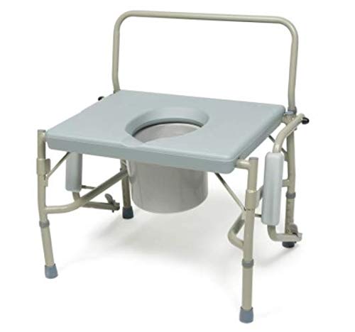 Lumex 3-in-1 Bariatric Bedside Commode – Raised Toilet Seat & Safety Rails, 600 lb Capacity, Extra-Wide Seat