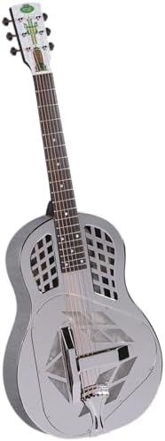 Regal RC-51 Tricone Resophonic Guitar – Nickel-Plated Brass Metal Body – 12th Fret Neck – Vintage Tone & Sustain – Rock Maple Saddle & Bone